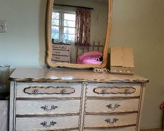 Vintage Provencial bedrooms set. Mirror and dresser
