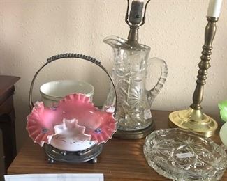 Bridal baskets and some crystal