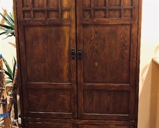 Craftsman style entertainment center (47”W, 24”D, 76”H)