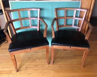 Pair of vintage chairs - with big chalkboard behind 