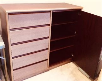 Sun faded mahogany dresser - original color shows inside door (48”L, 20”D, 44.5”H)