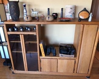 Oak entertainment center (64”L, 17”D, 45”H)