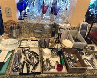 Wine openers, more utensils, colored stemware