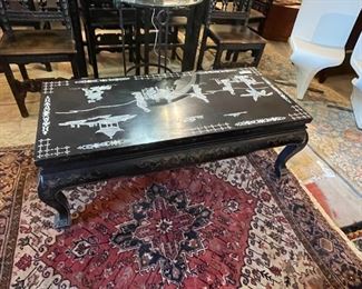 Asian Coffee Table with Mother of Pearl Inlay