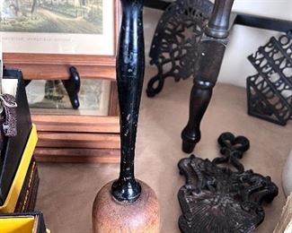 Vtg. wooden primitive hand potato masher 