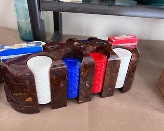 Vtg. pocker chips & carrier case 