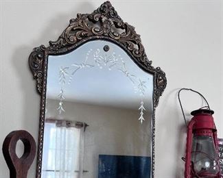 Vintage mirror with beautiful etching on the mirror