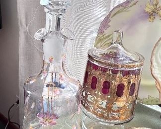 Vtg. handpainted decanter 