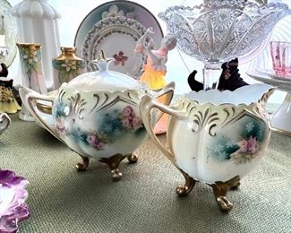 Vtg. hand painted cream & sugar 