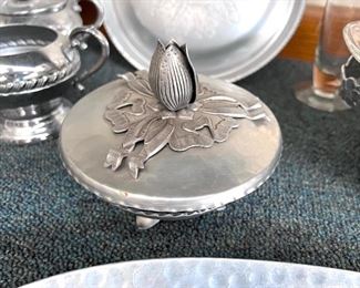 Vtg. Hammered aluminum candy dish