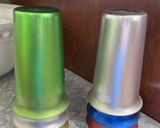 6 Retro Aluminum tumblers glasses 