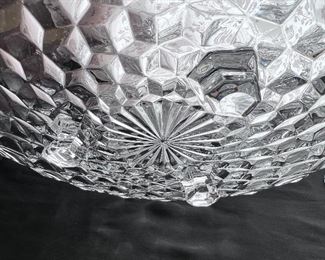 Vtg. Fostoria American pattern - 3 footed lg. round plate -bottom view 