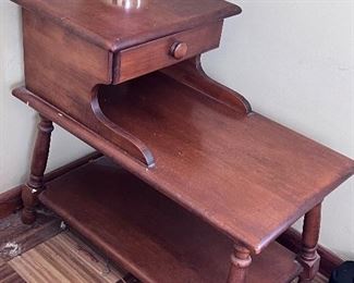 Maple ladies dresser w/mirror, tall boy dresser, night stand and full head board 