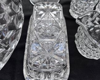Vtg. glass butter dish w/cover 