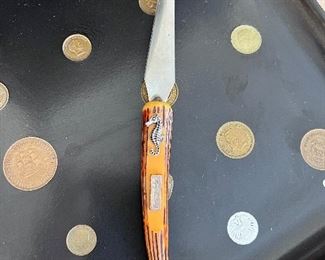 Souvenir bone letter opener w/Seahorse from California
