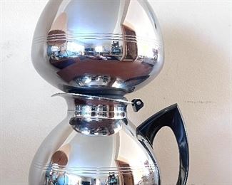 Mid Century Modern Cory Art Deco  chrome coffee maker  - another view 