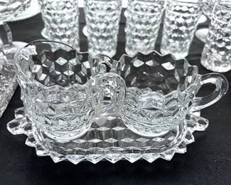 Vtg. Fostoria American pattern - cream & sugar w/tray