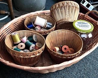 Vtg. wood spools of thread 