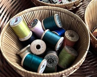 Vtg. wood spools of thread 