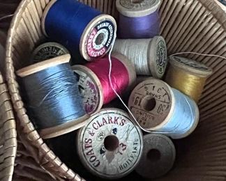 Vtg. wood spools of thread 