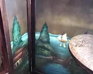 Beautiful hand painted, 3 sided - fire screen - left