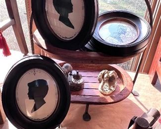 Vtg. Silhouettes and 2 tier tray