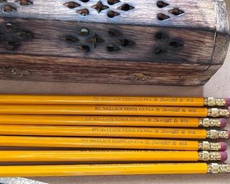 Vtg. Wallace Invader pencil tube w/6 unused pencils