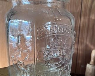Large Vtg. Mr. Peanut glass w/original glass lid