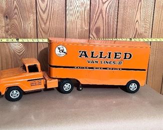 Vtg. pressed steel Tonka Allied Van Lines moving truck w/trailer