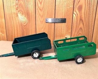 Vtg. pressed steel Ny-Lint Farms trailers