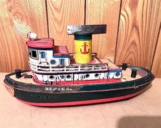 Vtg. Battery Operated Neptune Tugboat