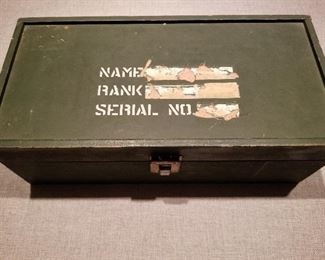 Vtg G.I. JOE Footlocker wooden box - Name, Rank, Serial No. -- 13.5"