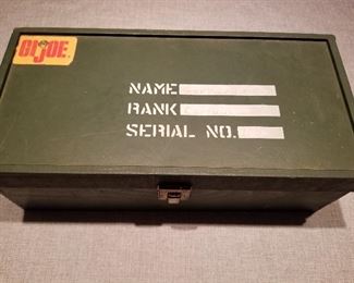 Vtg G.I. JOE Footlocker wooden box - Name, Rank, Serial No. -- 13.5"