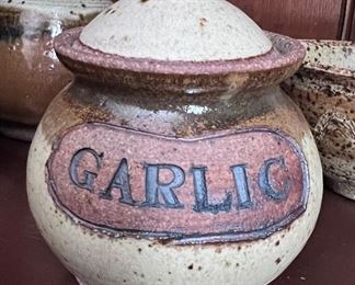 Ceramic Garlic jar - signed