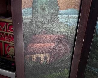 Beautiful hand painted, 3 sided - fire screen - left