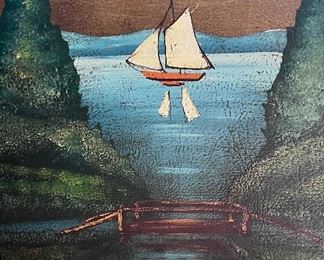 Beautiful hand painted, 3 sided - fire screen - center