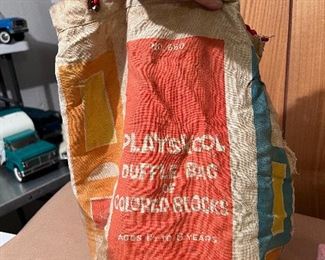 Vtg. Playskool - Duffle Bag of Colored Blocks