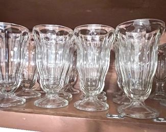 16 Vtg. Ridded Ice Cream Soda glasses
