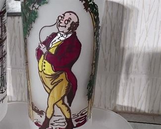 Vtg. 1950's Hazel Atlas Dickens series 5" frosted Glasses -Mr. Pickwick