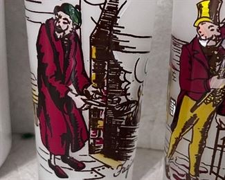 Vtg. 1950's Hazel Atlas Dickens series 5" frosted Glasses - Fagin