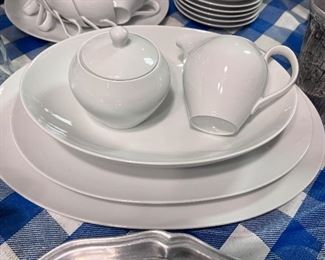 White dish set - w/side serving plates, bowl and cream & sugar