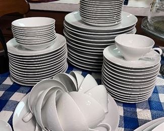 White dish set - w/side serving plates, bowl and cream & sugar
