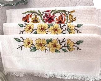 Hand made cross stitched hand towels - never used
