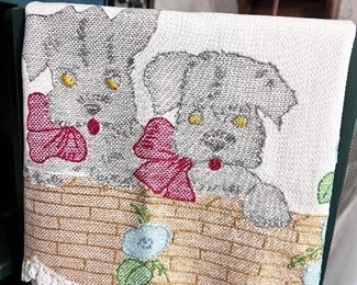 Hand made croHand made cross stitched hand towels - never usedss stitched hand towels - never used