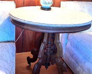 Eastlake table w/marble top