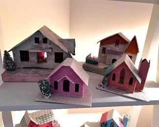 Vtg. Mini Cardboard Christmas houses