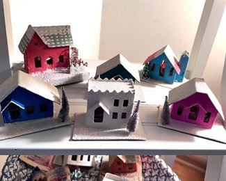 Vtg. Mini Cardboard Christmas houses