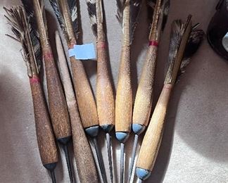 Vtg. Wood Champion Official No 1 Darts w/real feathers