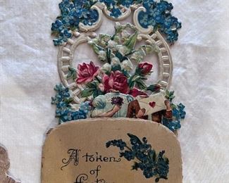 Beautiful Vtg. Valentine pop up cards - someone wasn't feeling the love for the couple on this Valentine card