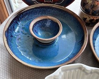 1 of 2 handmade and signed chip dip/vegetable tray